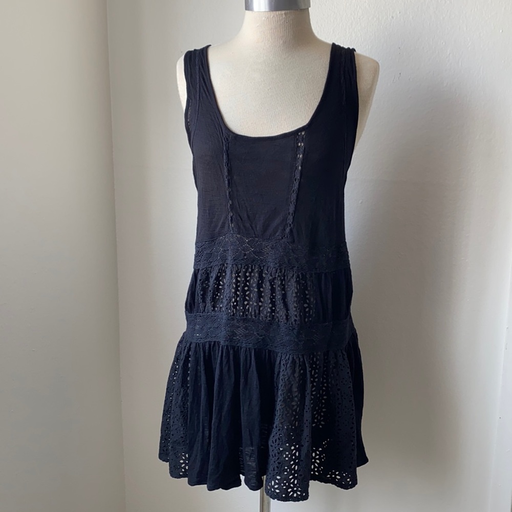 Free People Black Boho Sleeveless Dress L - image 1